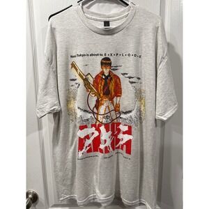 Akira Neo Tokyo Japan Explodes Mens Graphic T Shirt XL Grey Anime Manga Movie
